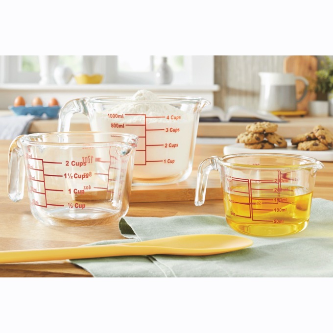 Set of 3 Glass Measuring Cups, , large