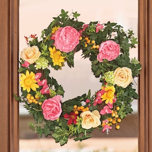 Outdoor Peony and Ivy Wreath, , large