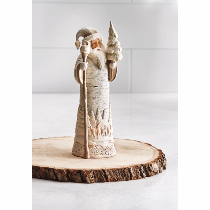 Jim Shore White Woodland Santa Figurine, , large