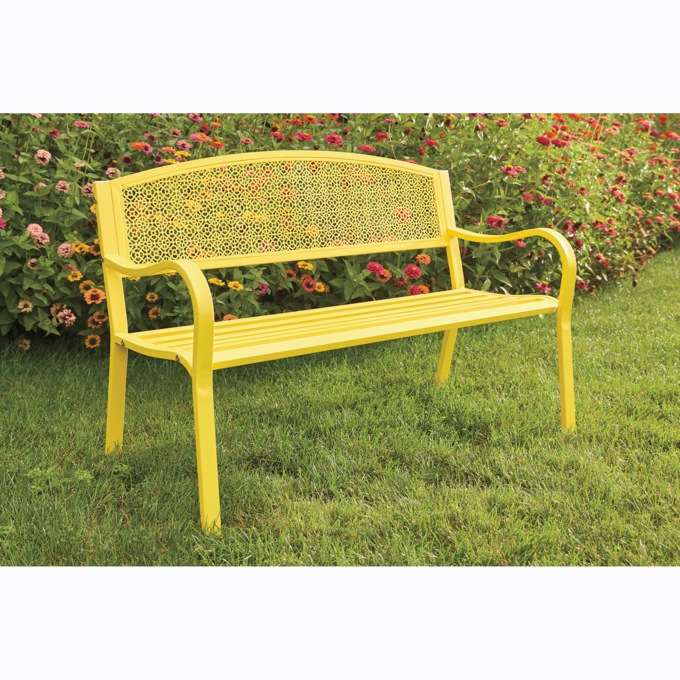 Colorful Garden Bench, Lemon Yellow, large