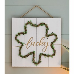 Lucky Shamrock Wooden Wall Art, , large