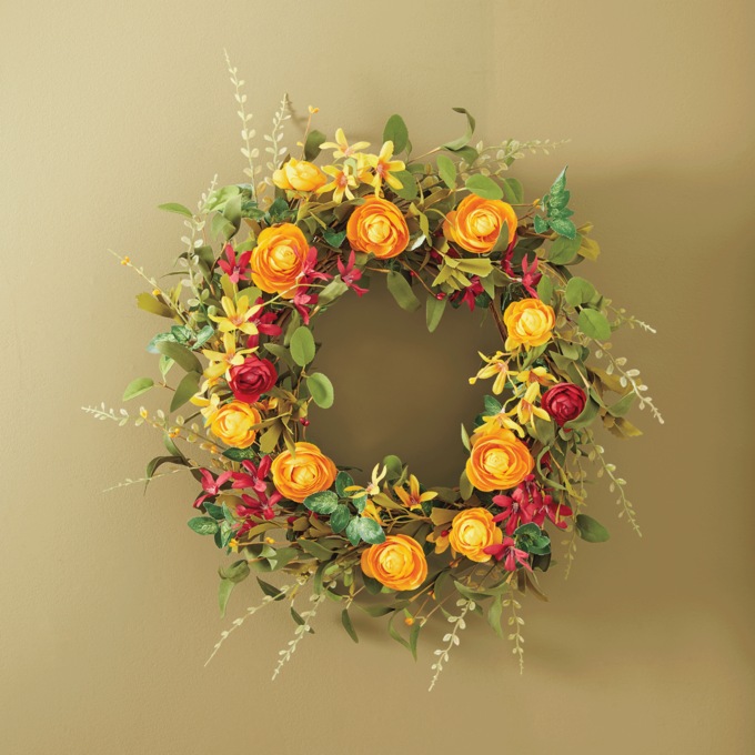Harvest Ranunculus Wreath, , large