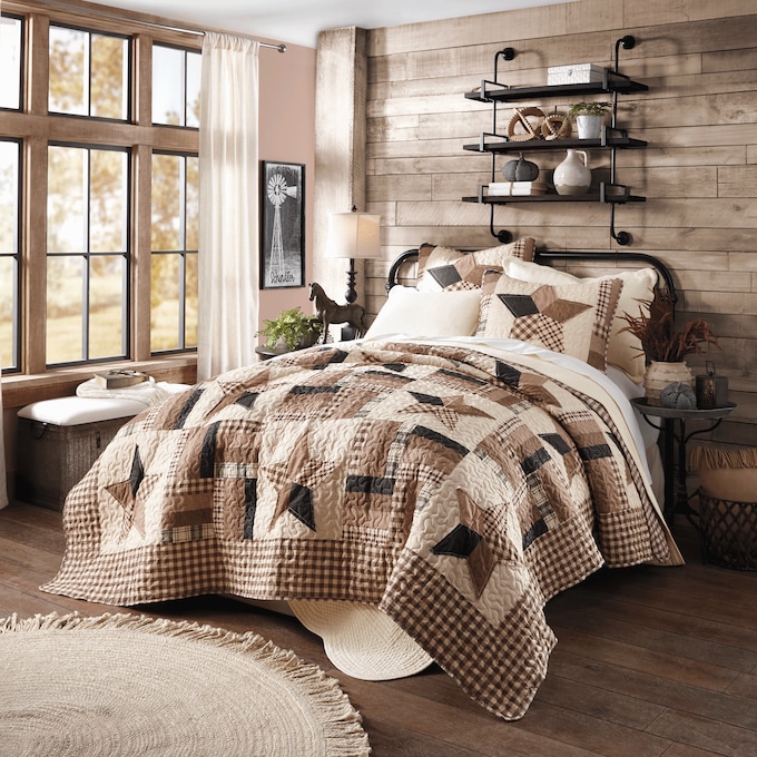 Rustic Star Oversized Quilt and Sham, , large