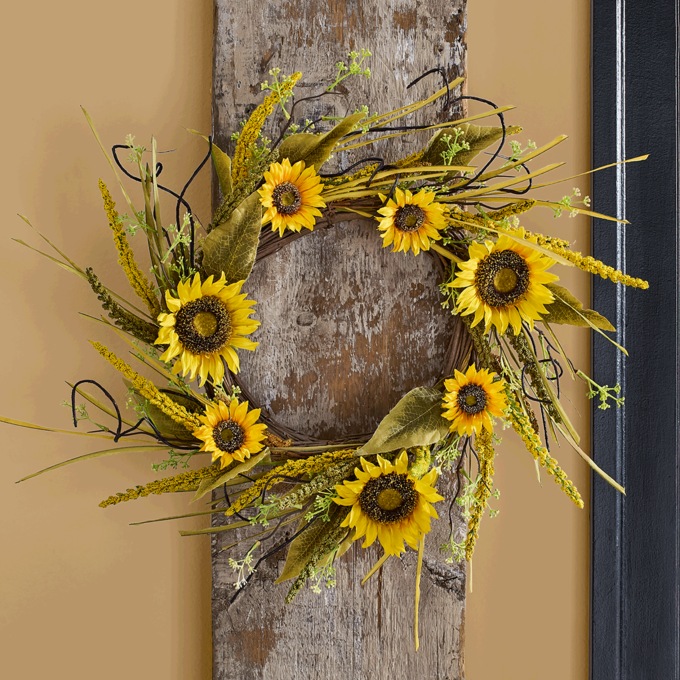 Yellow Harvest Sunflower Wreath, , large
