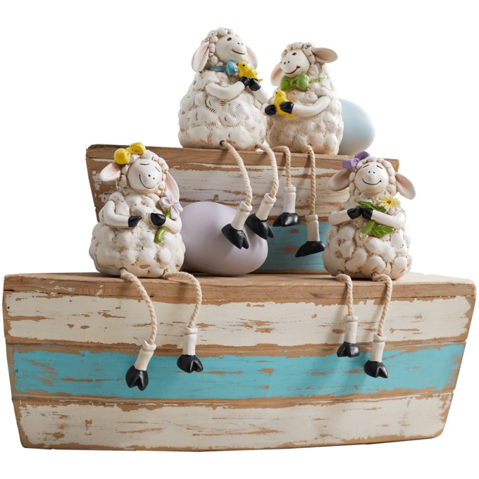 Set of 4 Lamb Shelf Sitters, , large