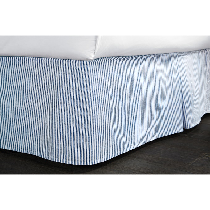 Ticking Stripe Bedskirt, Navy, large