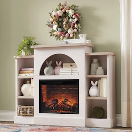 Cozette Fireplace Mantel with Built-In Bookshelves, , large