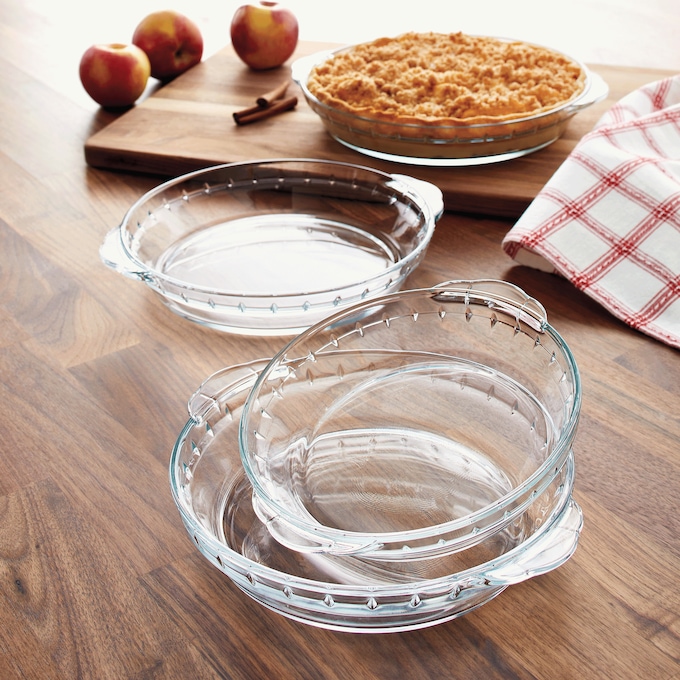 Set of 4 Glass Pie Pans, , large