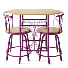 3-Piece Colorful Bistro Dining Set with Swivel Chairs, , large