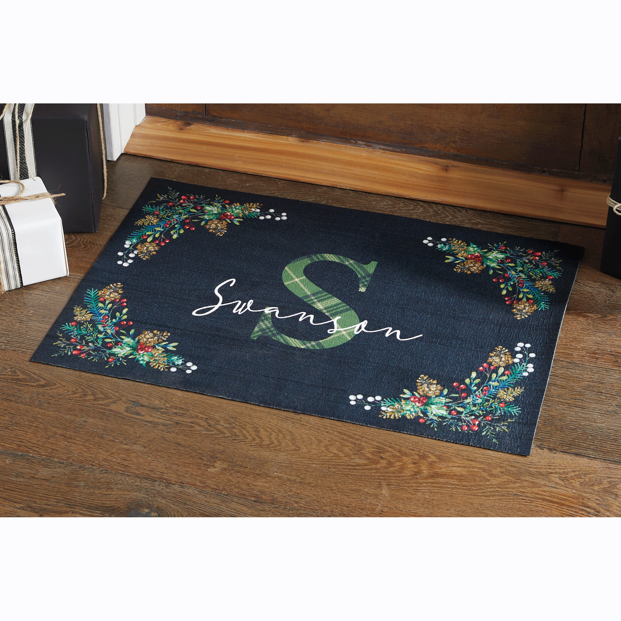 Personalized Winter Pine Mat - 18" x 27", , large