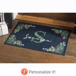 Personalized Winter Pine Mat - 18" x 27", , large