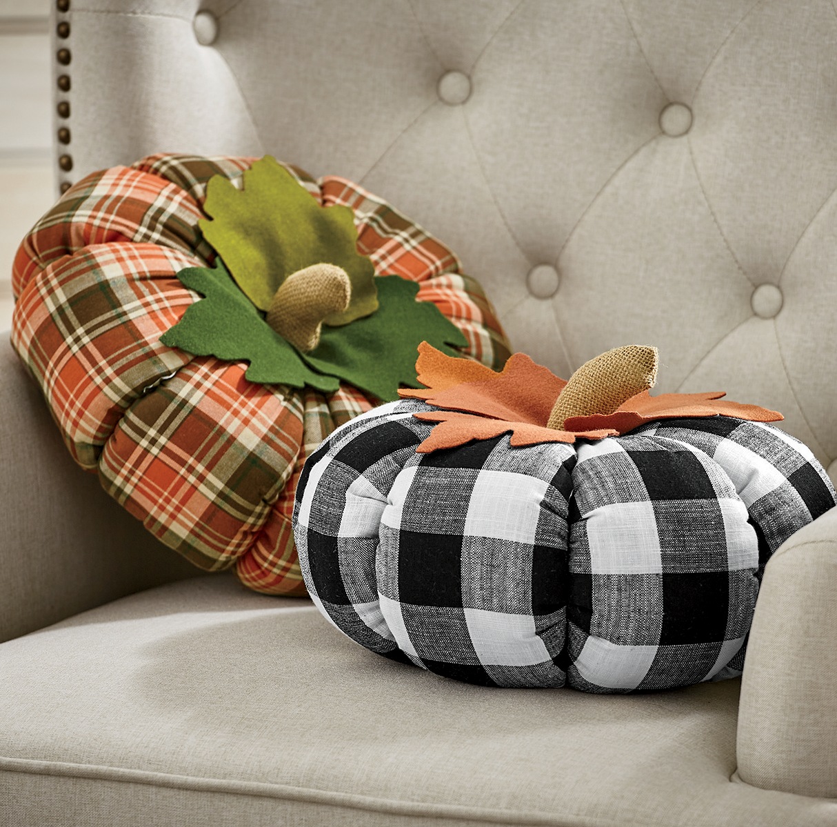 buffalo check pumpkin pillow