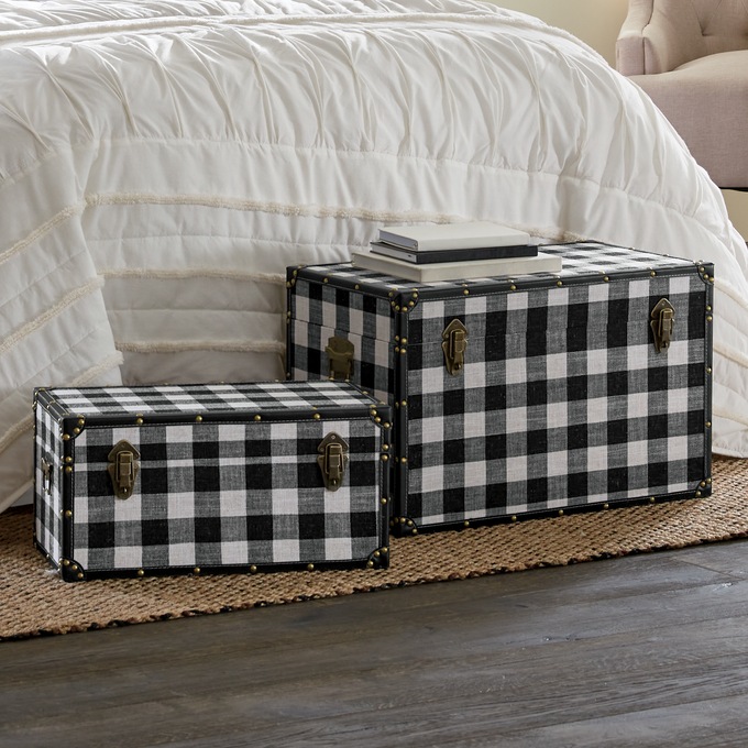 Set of 2 Buffalo Check Trunks, , large