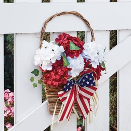 Red/White/Blue Floral Basket, , large