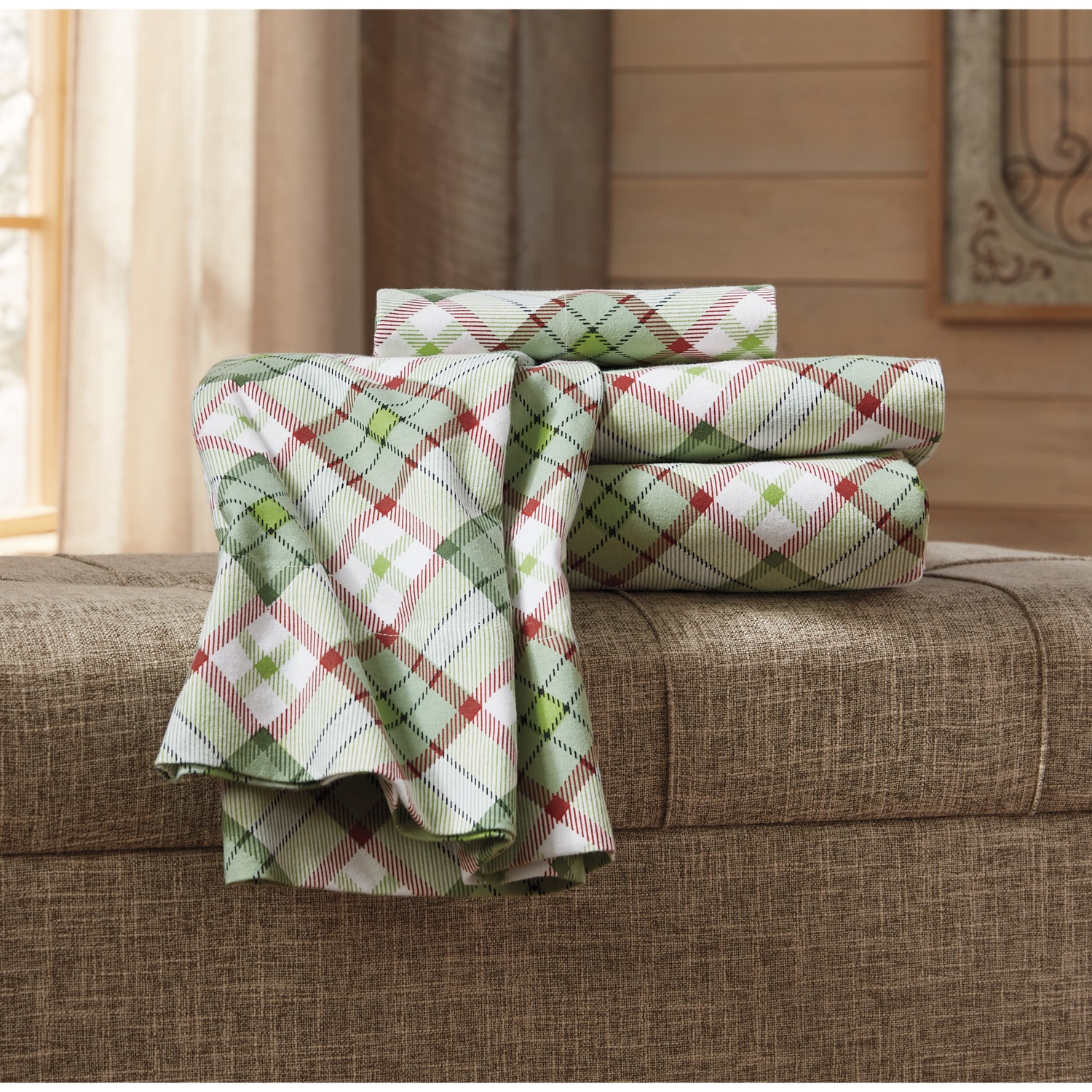 Green Plaid Flannel Sheet Set Country Door