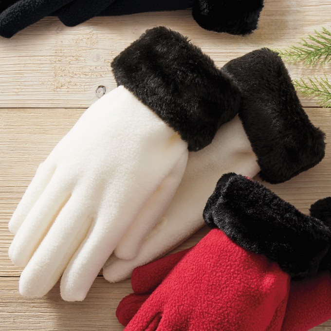 Fleece Gloves, Alabaster, large
