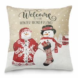 Welcome Snowmen Decorative Accent Pillow, , large