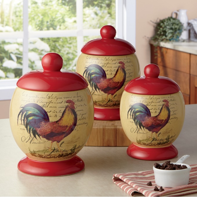 3 Piece Monsieur Rooster Canister Set Country Door