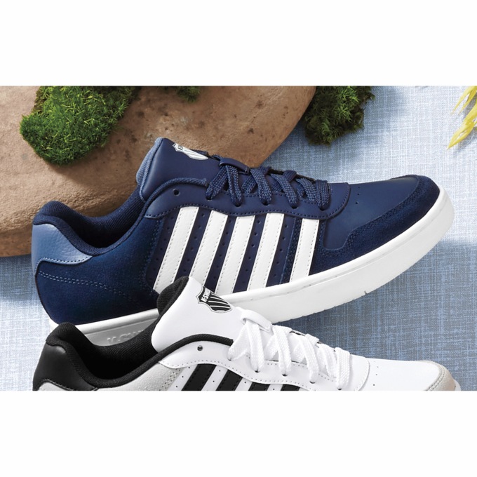 K-Swiss Men's Court Palisades Shoe, Naval Academy White Blue Horizon, large