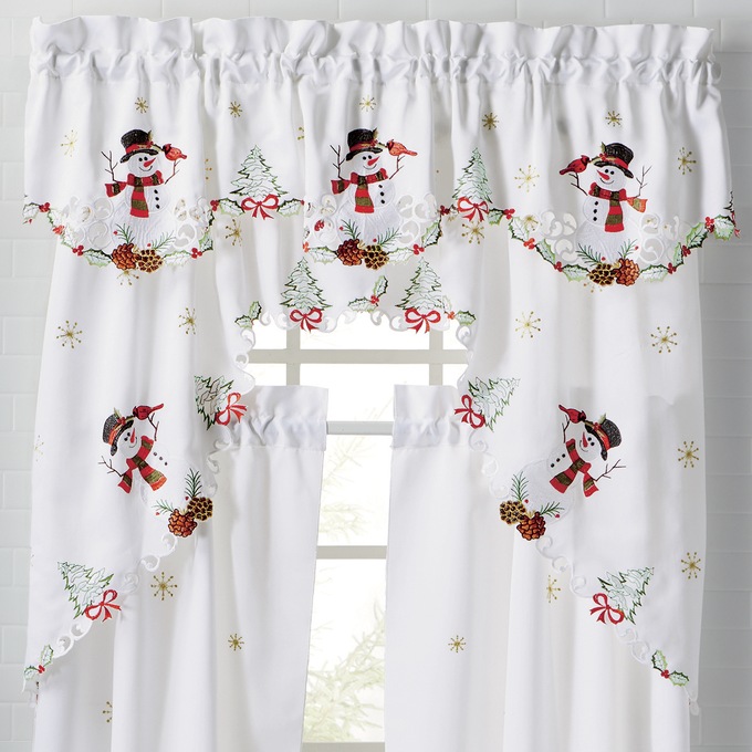 Embroidered Snowman Valance Country Door