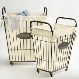 Set of 2 Wire Laundry Baskets, , large