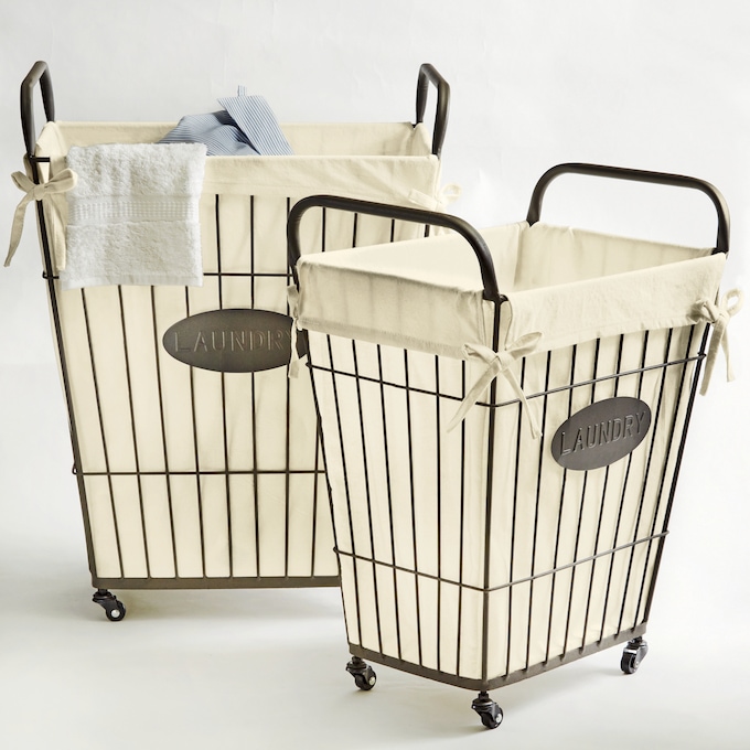 Set of 2 Wire Laundry Baskets, , large
