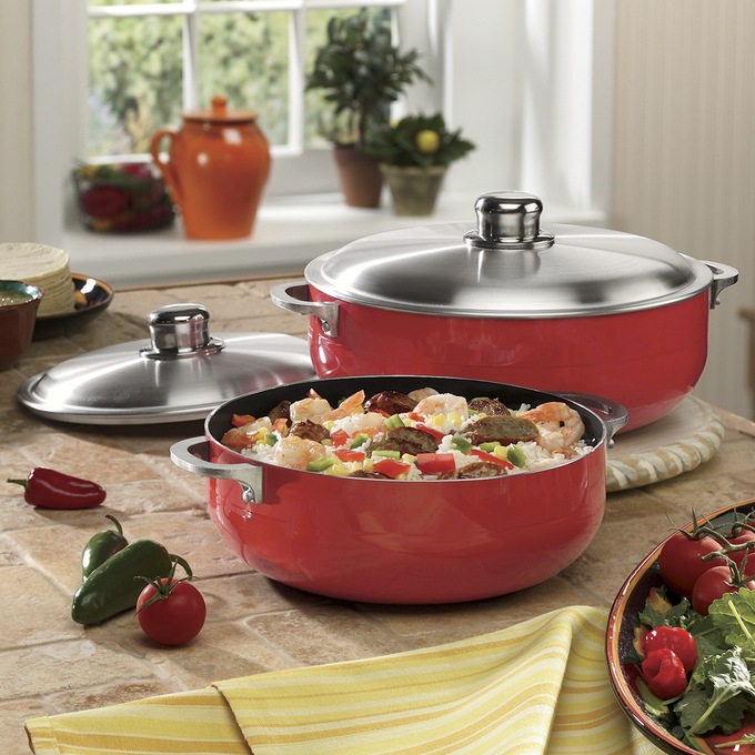IMUSA Set of 2 Calderos, Red, large