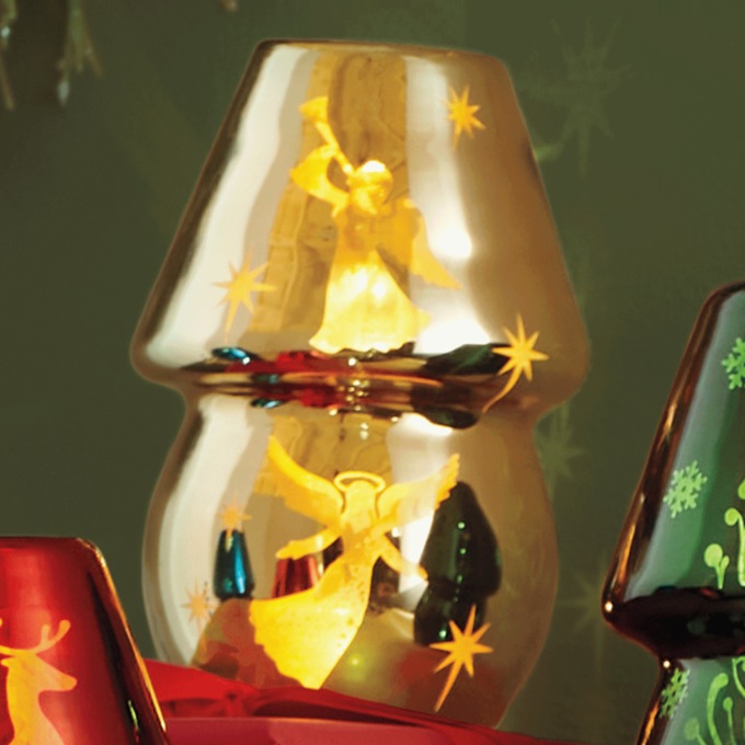 LED Glass Hurricane-Style Lamp, , large