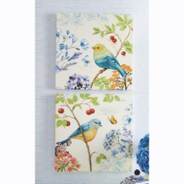 Set of 2 Floral Birds Wall Art, , large