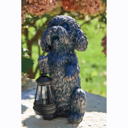 Solar Sitting Dog with Lantern, , large