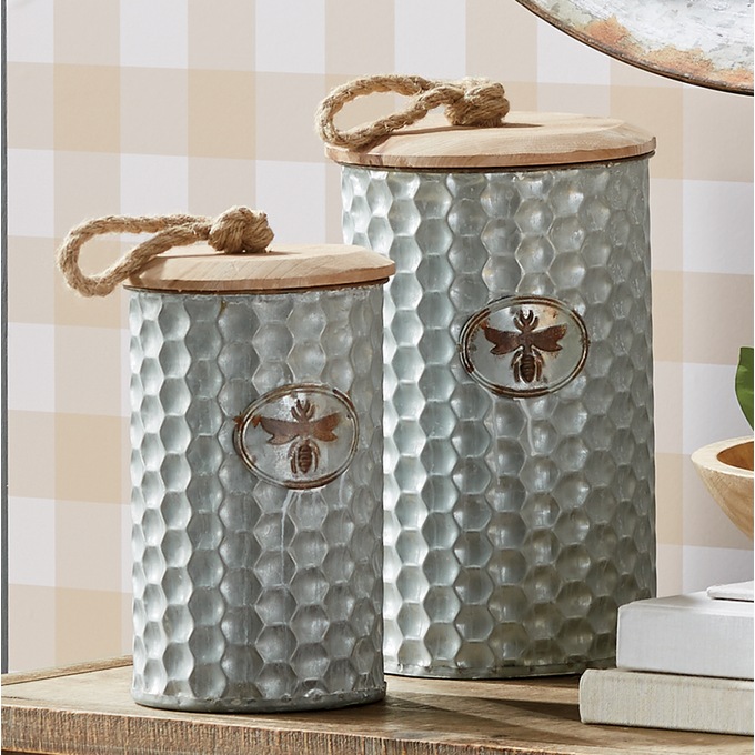 Set Of 2 Honeybee Decorative Canisters Country Door