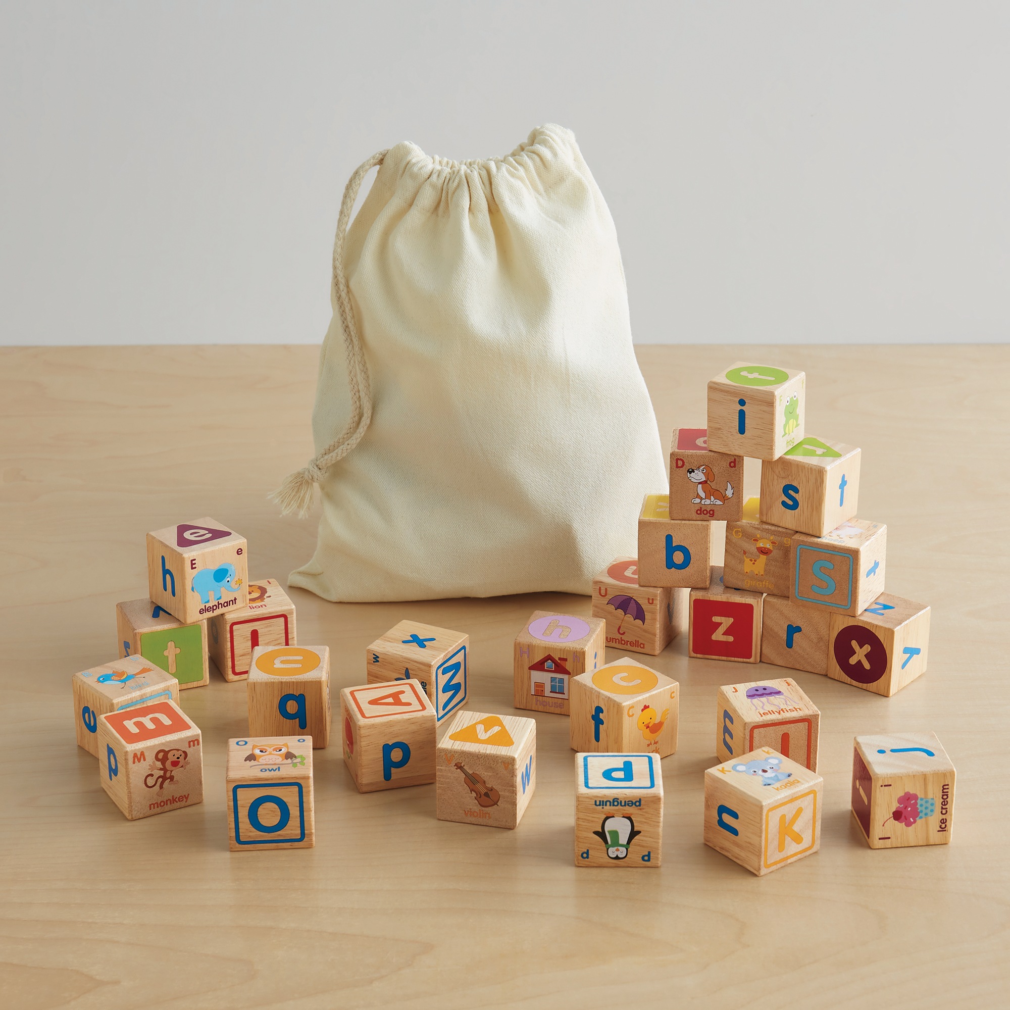 Set of 26 Wooden Alphabet Blocks, , large