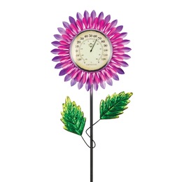 Solar Thermometer Flower Stake, , large