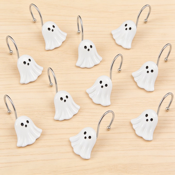 Set of 12 Ghost Shower Curtain Hooks, , large