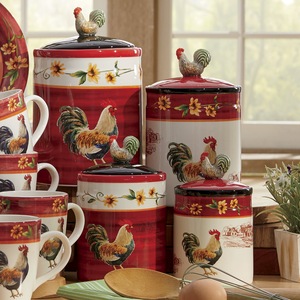 4-Piece Rooster Canister Set, , large