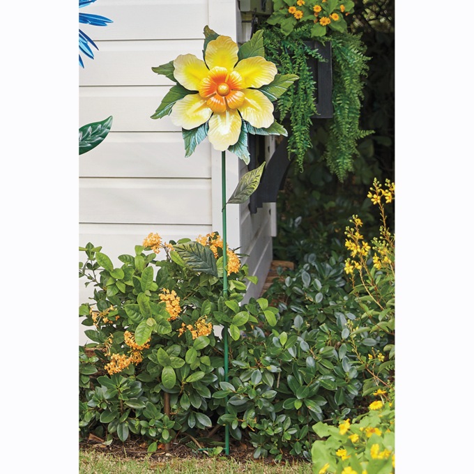Yellow Flower Spinner Stake, Yellow, large