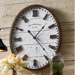 Oval Weathered Wall Clock, , large