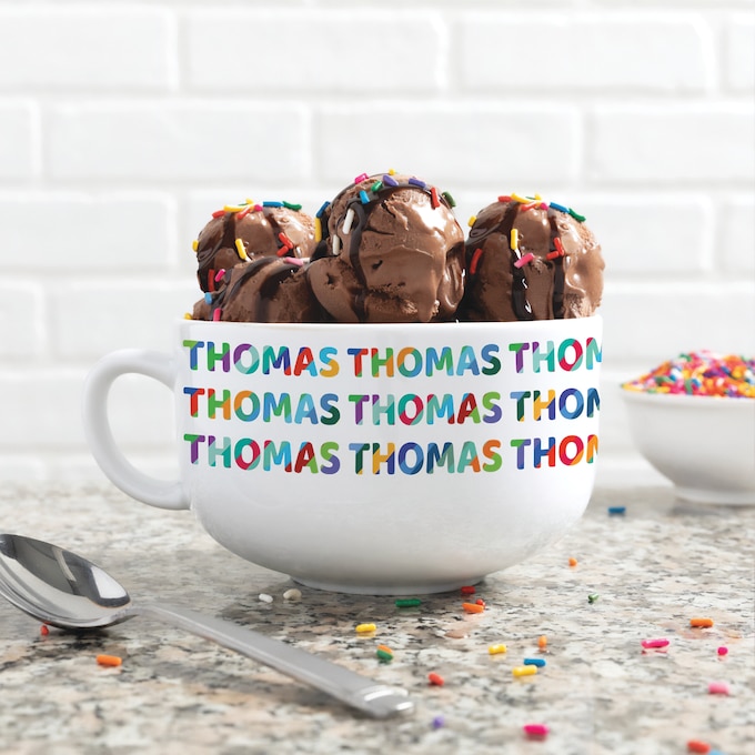 Colorful Name Pattern Personalized Ice Cream Bowl, , large