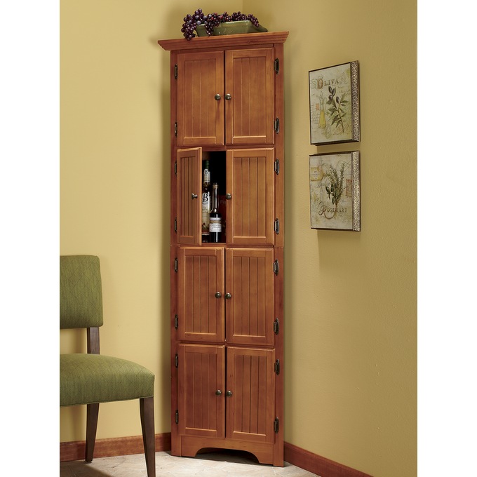 tall corner cabinet with glass doors