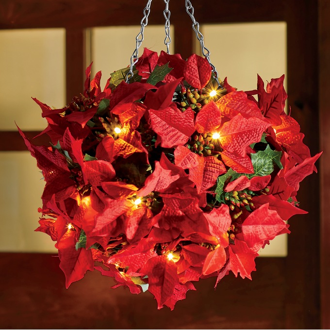 LED Poinsettia Ball, , large