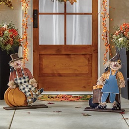 Chunky Wood Scarecrows, , large