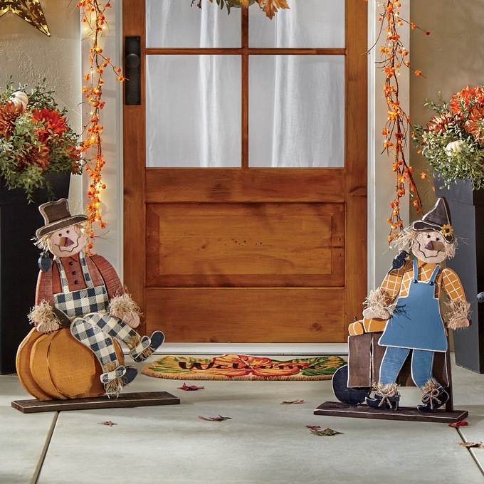 Chunky Wood Scarecrows, , large
