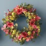 Lit Spring Peony and Apple Wreath, , large