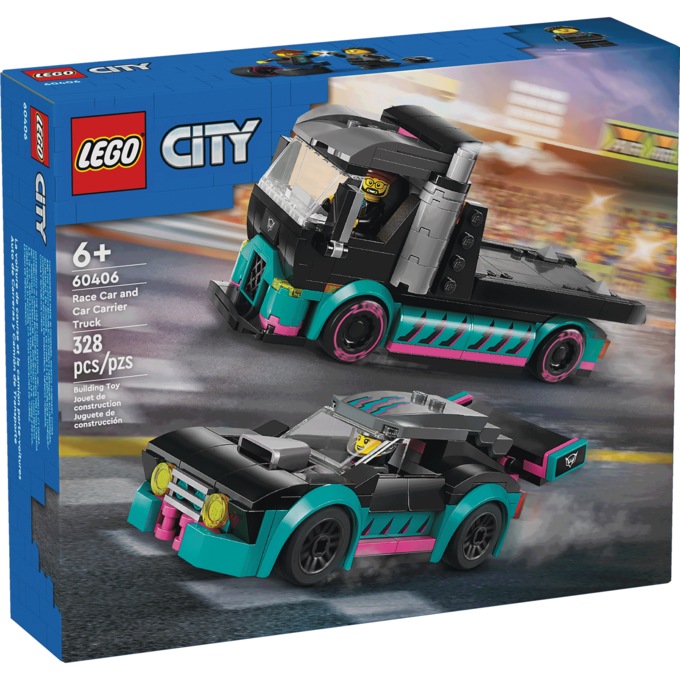 LEGO City Race Car and Car Carrier Truck, , large