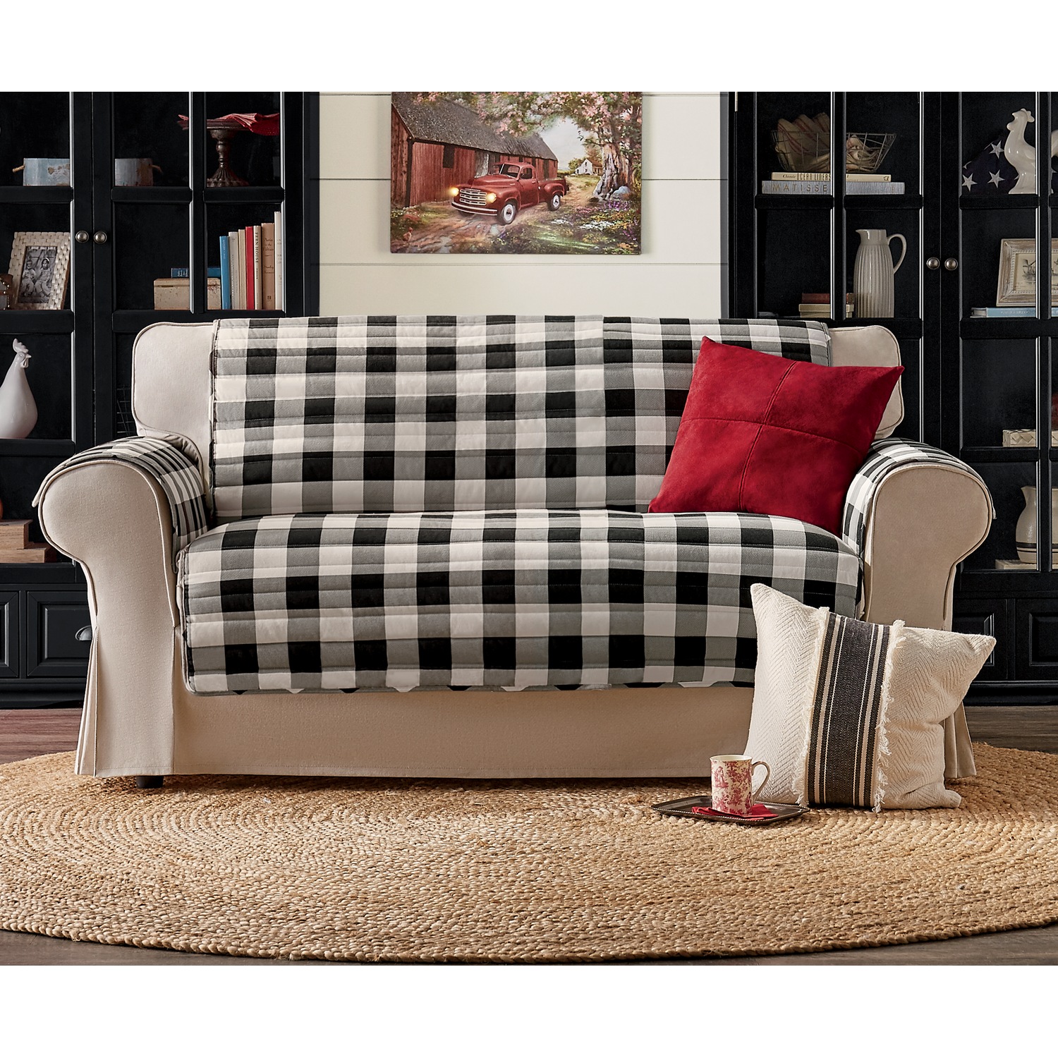 Buffalo check sofa slipcover shop