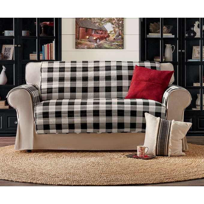 Buffalo Check Furniture Protector, Black Cream, large