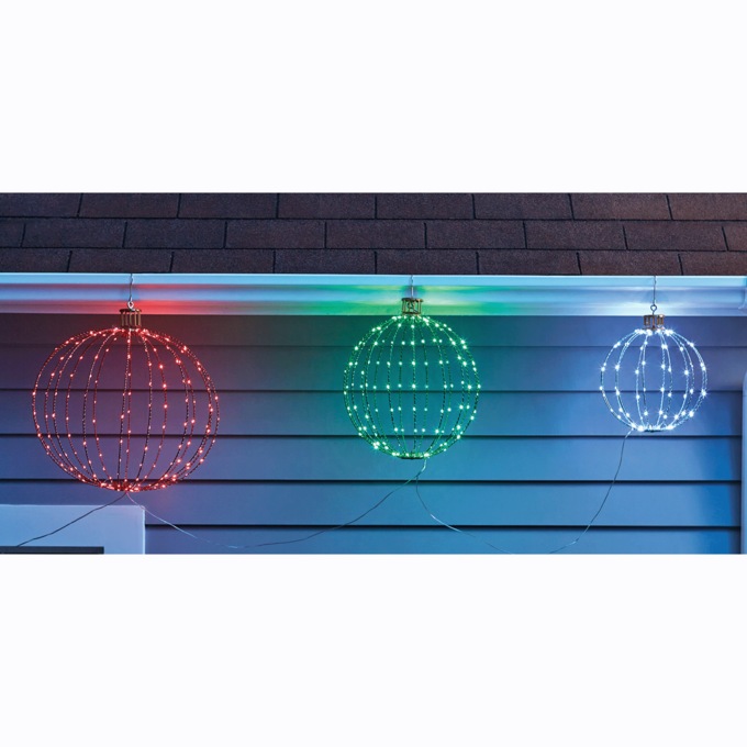 Set of 3 Lit Wire Outdoor Ornaments, , large