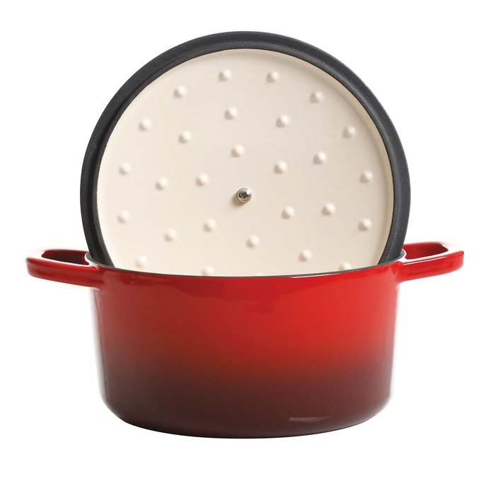 Crock Pot Artisan 3-qt. Enameled Cast Iron Dutch Oven with Lid, Gradient Red, large