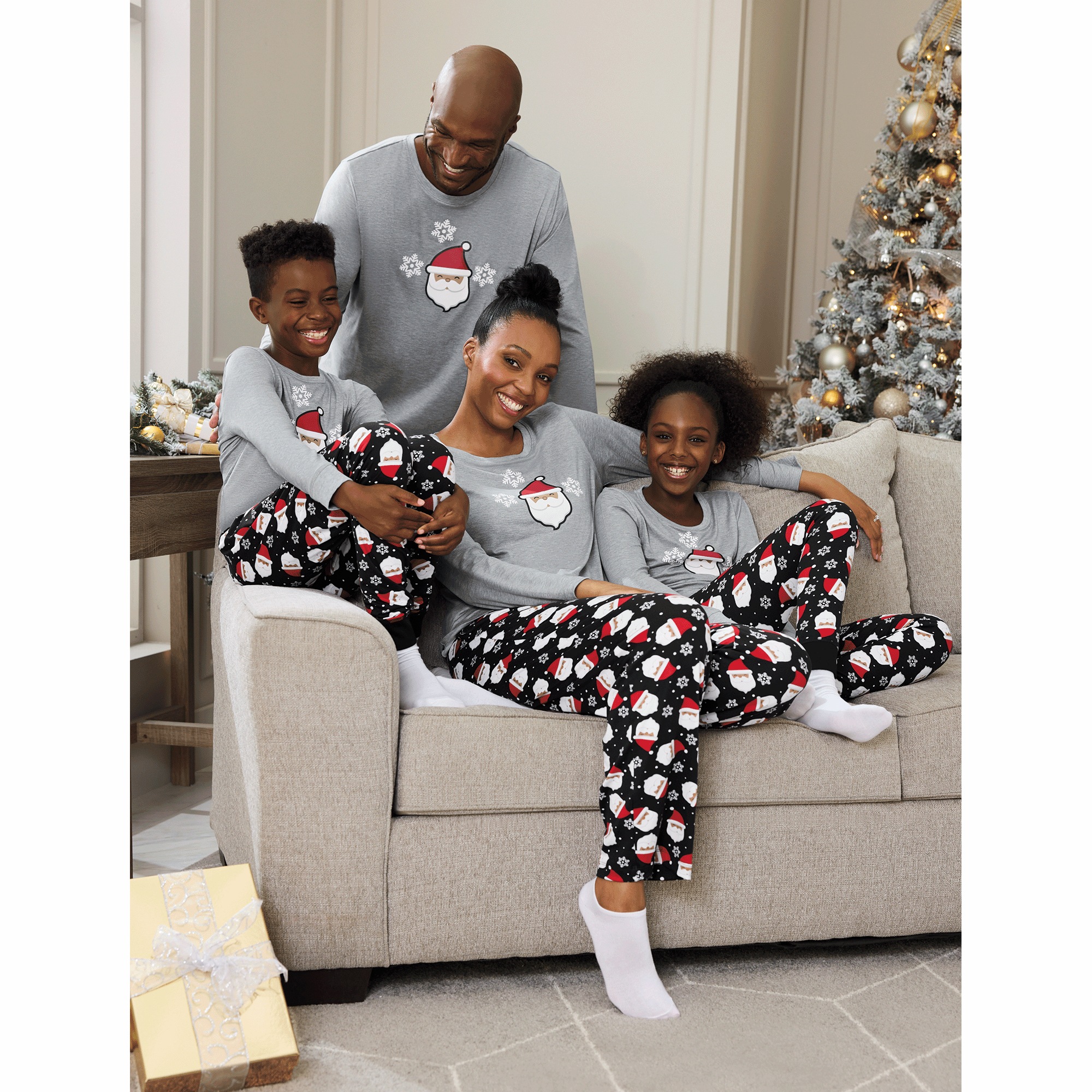 Men's Family Christmas Holiday PJ Set in Soft, Stretchy Jersey Knit, , large