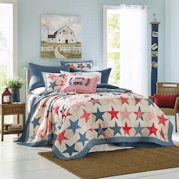 Stars and Stripes Oversized Quilt and Sham, , large